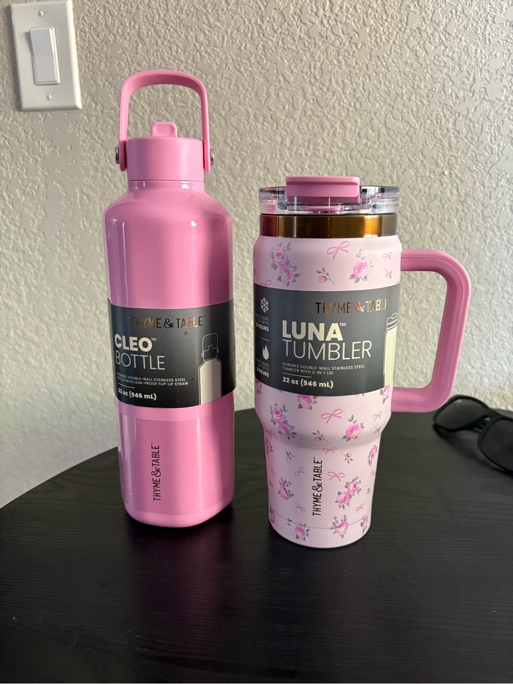 Thyme and Table 32oz Pink Bottle and Tumbler